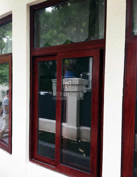 别墅木纹铝合金推拉窗（HOPO系统，三轨带纱） MC-030