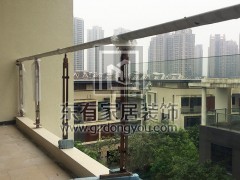 御金沙晓岛别墅阳台不锈钢玻璃红古铜色栏杆 LG-032