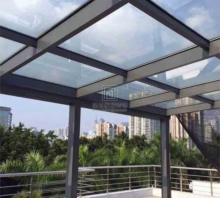 凤铝型材玻璃雨棚项目安装过程